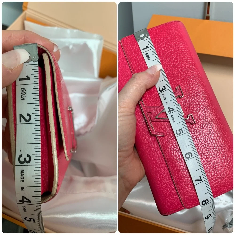 2016 authentic Louis Vuitton fuscia Capucines Taurillon leather wallet